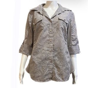 Cato blouse extra large taupe floral design